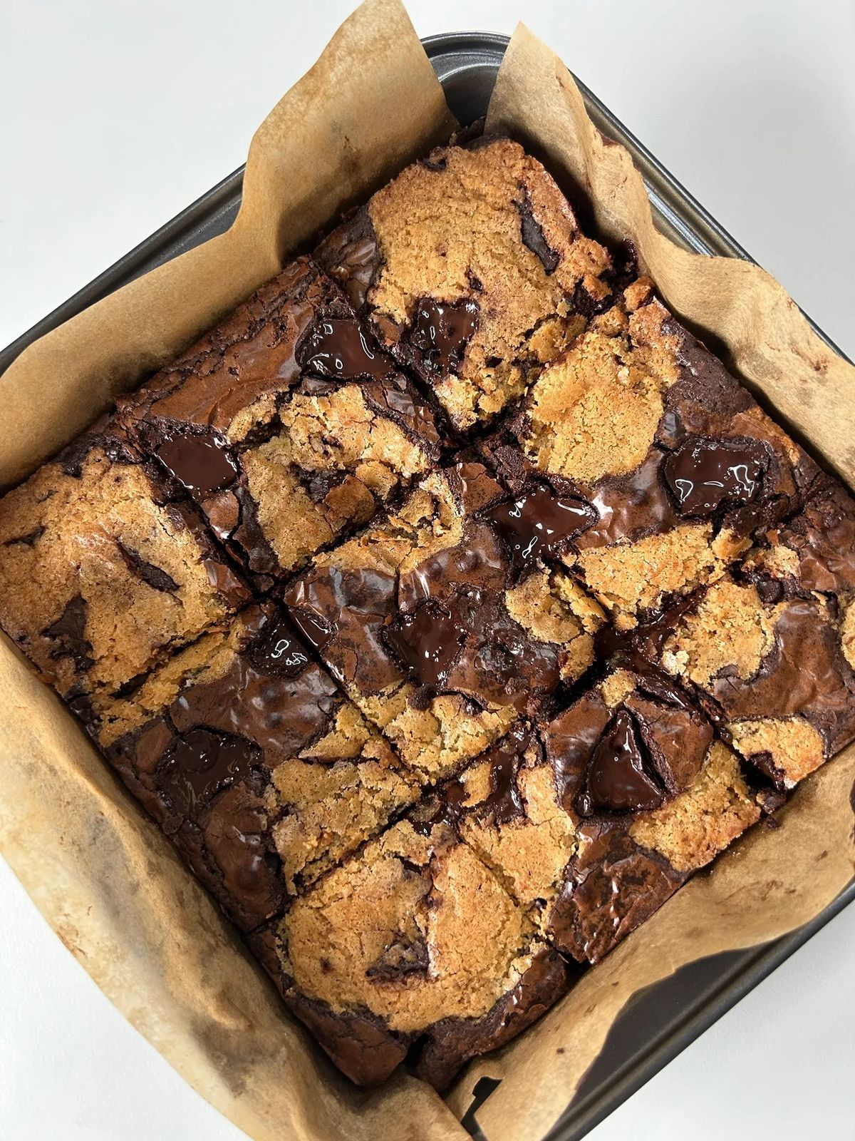 High Protein Chocolate Chip Cookie Brownie Bars