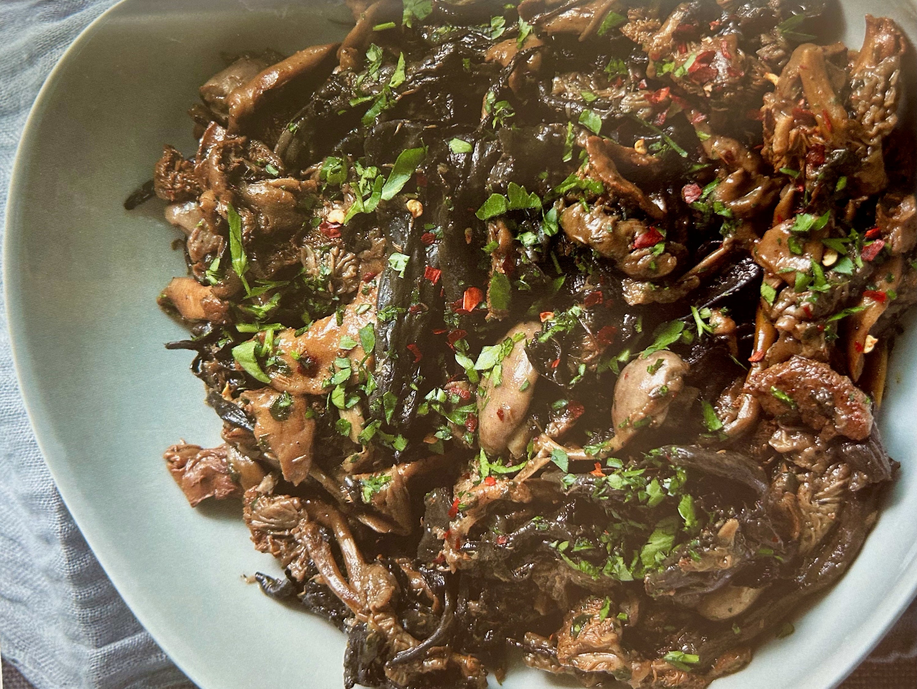 Chilli and garlic mushrooms with polenta